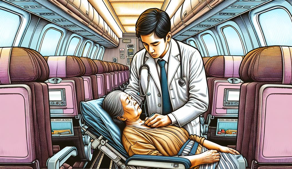 Can you give an example of administering medications or performing medical procedures during an in-flight emergency?